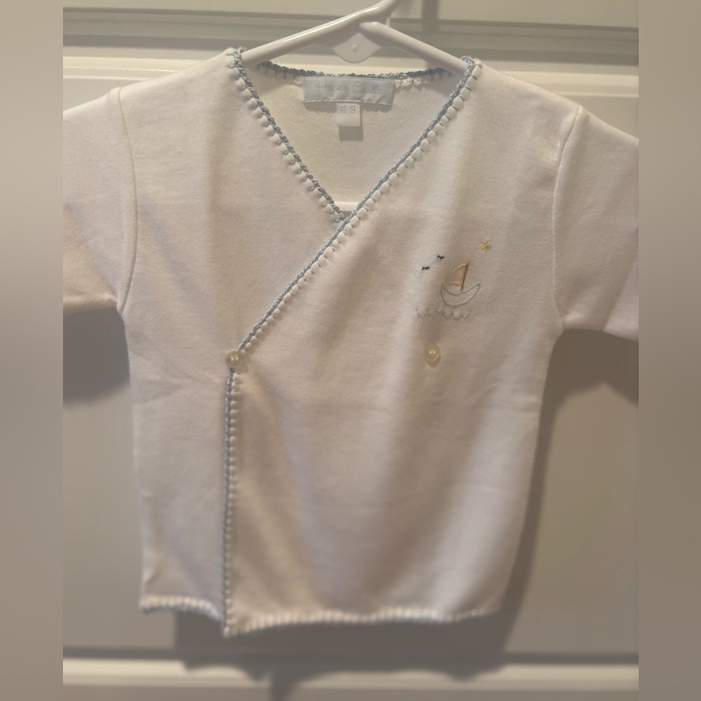 Hope’s Castle by Kissy Kissy Hand Embroidered Sailboat Side Button Top Size 0-3